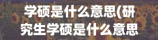 学硕是什么意思(研究生学硕是什么意思)