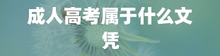 成人高考属于什么文凭