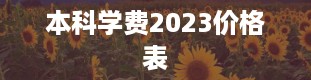 本科学费2023价格表