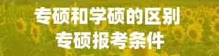 专硕和学硕的区别 专硕报考条件