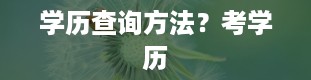 学历查询方法？考学历