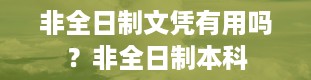 非全日制文凭有用吗？非全日制本科