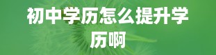 初中学历怎么提升学历啊