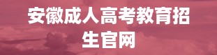 安徽成人高考教育招生官网