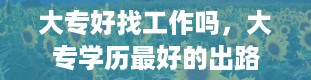 大专好找工作吗，大专学历最好的出路