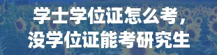 学士学位证怎么考，没学位证能考研究生