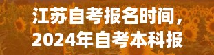 江苏自考报名时间，2024年自考本科报名时间