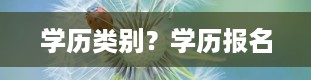 学历类别？学历报名