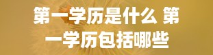 第一学历是什么 第一学历包括哪些