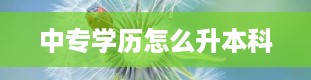 中专学历怎么升本科