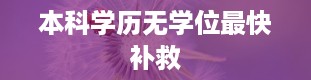 本科学历无学位最快补救