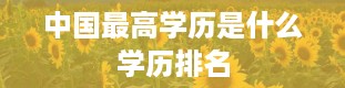 中国最高学历是什么学历排名