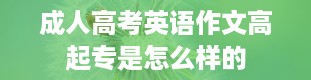 成人高考英语作文高起专是怎么样的