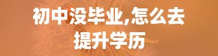 初中没毕业,怎么去提升学历