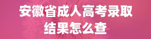 安徽省成人高考录取结果怎么查