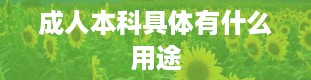 成人本科具体有什么用途