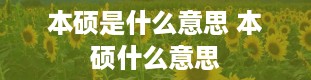 本硕是什么意思 本硕什么意思