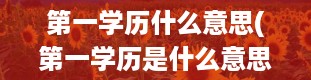 第一学历什么意思(第一学历是什么意思)