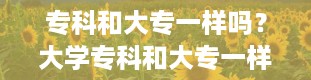 专科和大专一样吗？大学专科和大专一样吗