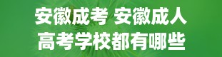 安徽成考 安徽成人高考学校都有哪些