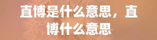 直博是什么意思，直博什么意思