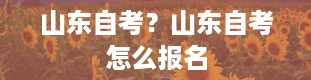 山东自考？山东自考怎么报名