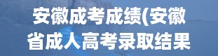 安徽成考成绩(安徽省成人高考录取结果怎么查)