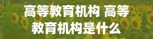 高等教育机构 高等教育机构是什么