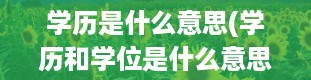 学历是什么意思(学历和学位是什么意思)