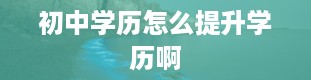 初中学历怎么提升学历啊