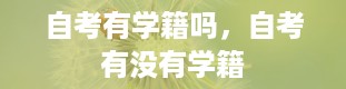 自考有学籍吗，自考有没有学籍