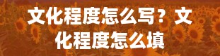 文化程度怎么写？文化程度怎么填