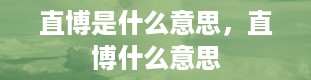 直博是什么意思，直博什么意思