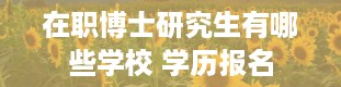 在职博士研究生有哪些学校 学历报名