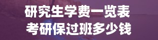 研究生学费一览表 考研保过班多少钱