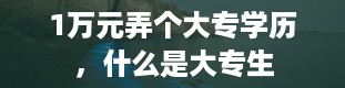 1万元弄个大专学历，什么是大专生