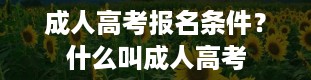 成人高考报名条件？什么叫成人高考