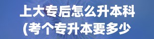 上大专后怎么升本科(考个专升本要多少钱)