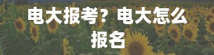 电大报考？电大怎么报名