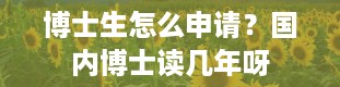 博士生怎么申请？国内博士读几年呀