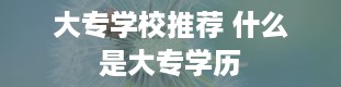 大专学校推荐 什么是大专学历