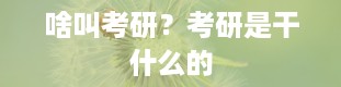 啥叫考研？考研是干什么的