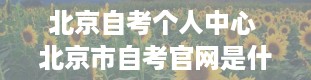 北京自考个人中心 北京市自考官网是什么