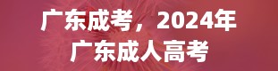 广东成考，2024年广东成人高考