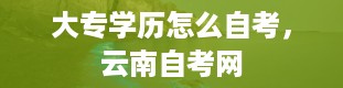 大专学历怎么自考，云南自考网