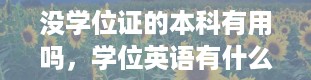 没学位证的本科有用吗，学位英语有什么用