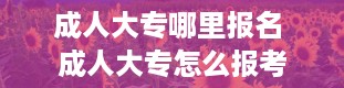 成人大专哪里报名 成人大专怎么报考