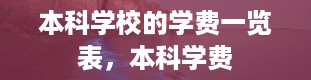 本科学校的学费一览表，本科学费