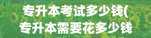 专升本考试多少钱(专升本需要花多少钱)