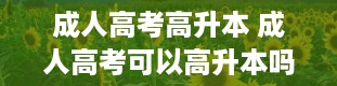 成人高考高升本 成人高考可以高升本吗